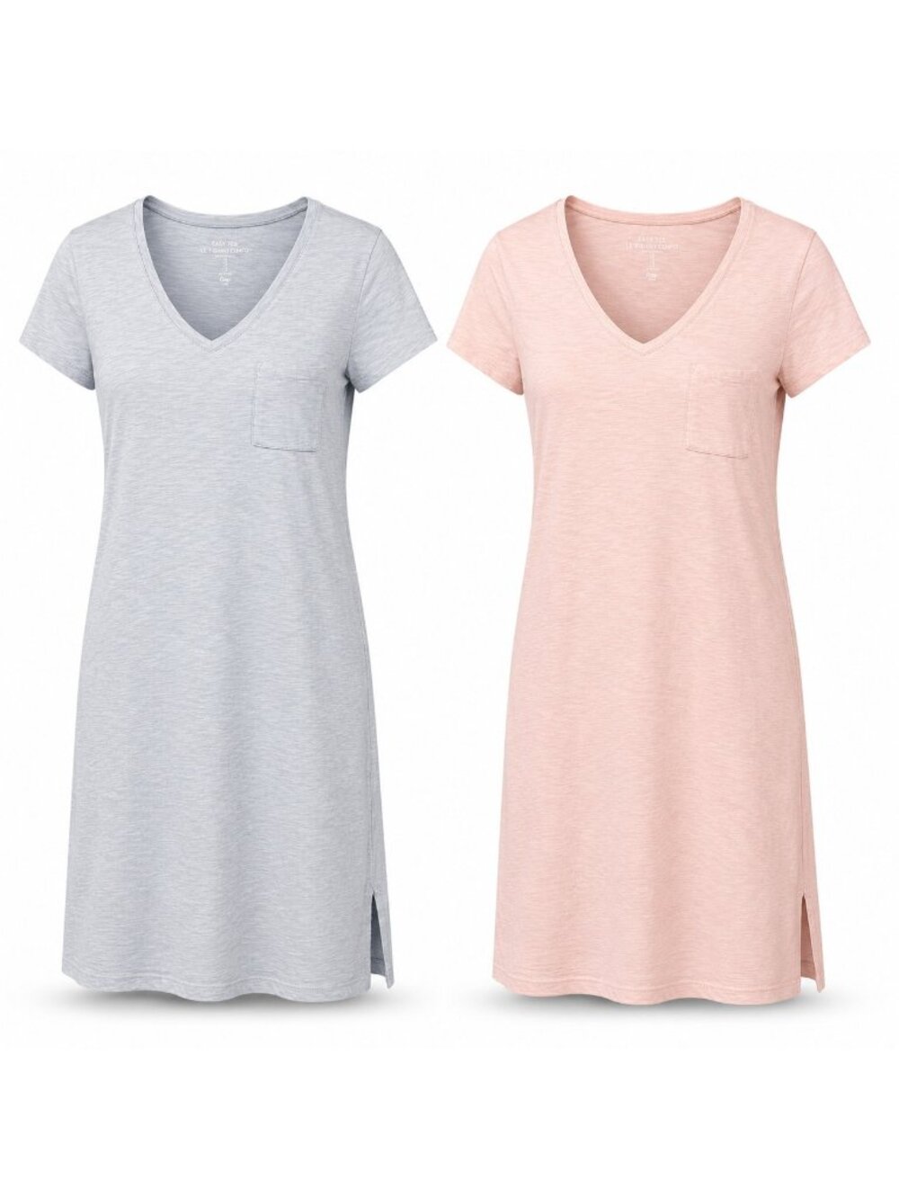 Gap Easy Tee V Neck T Shirt Dress Lot 2 Women S Gray Pink Pocket Casual